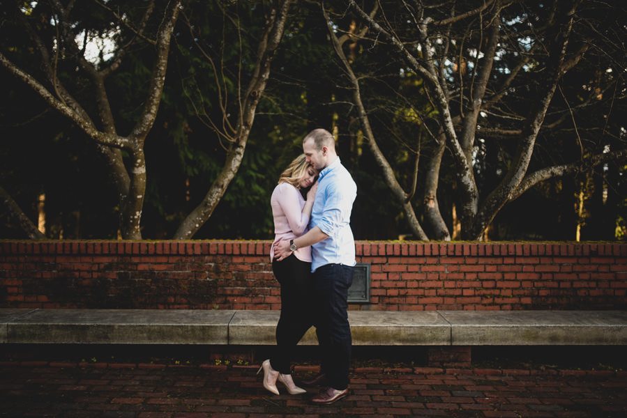 A downtown Portland engagement session at Sentinel Hotel, East Bank Esplanade, and Washington Park