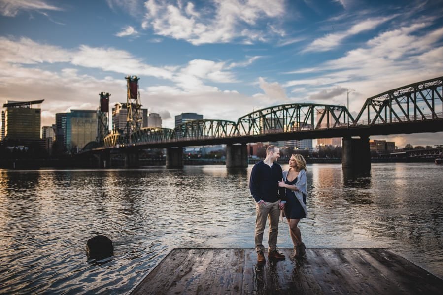 A downtown Portland engagement session at Sentinel Hotel, East Bank Esplanade, and Washington Park