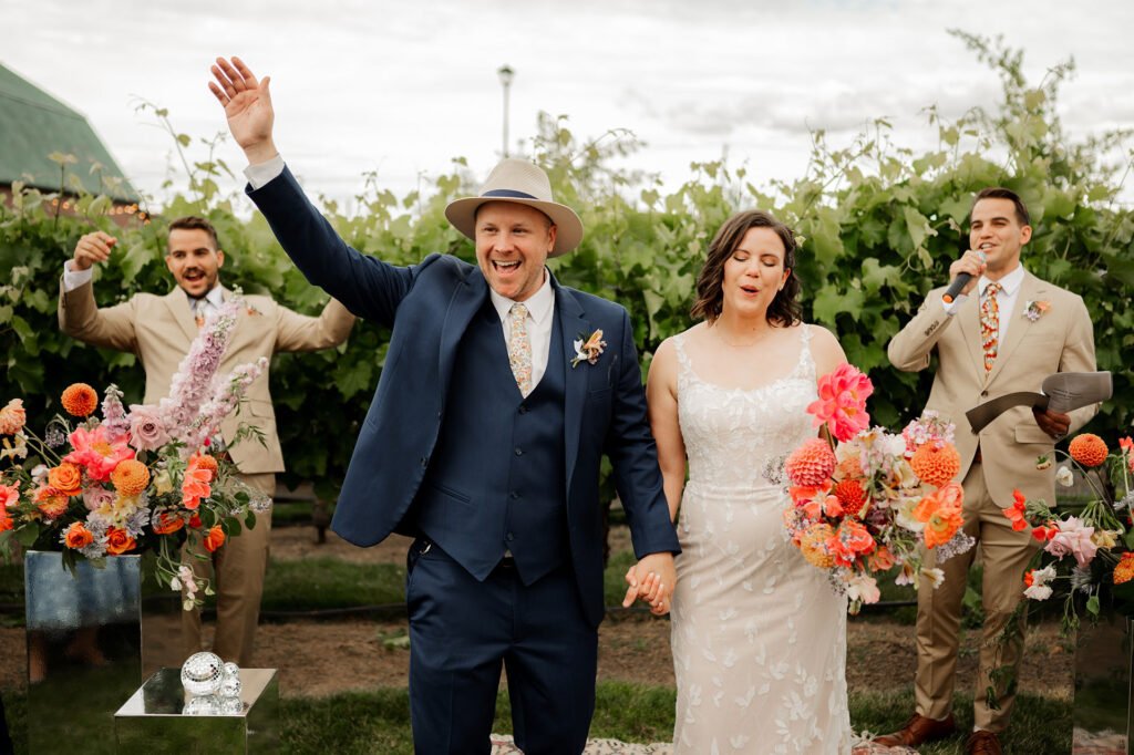 Two wedding officiants at a wedding in Portland, Oregon.